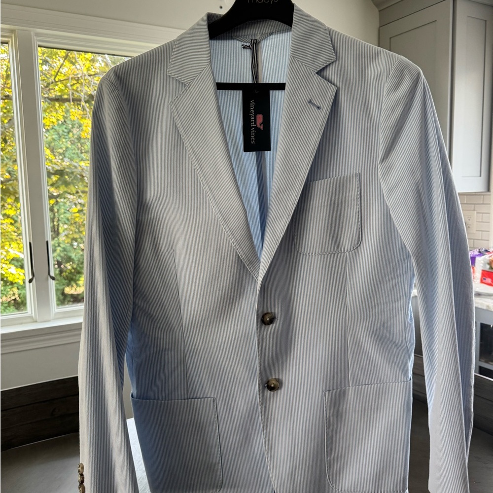 Vineyard Vines Striped Light Blue Blazer
